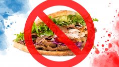 Close up of kebab sandwich