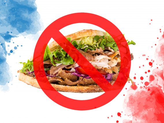 Close up of kebab sandwich